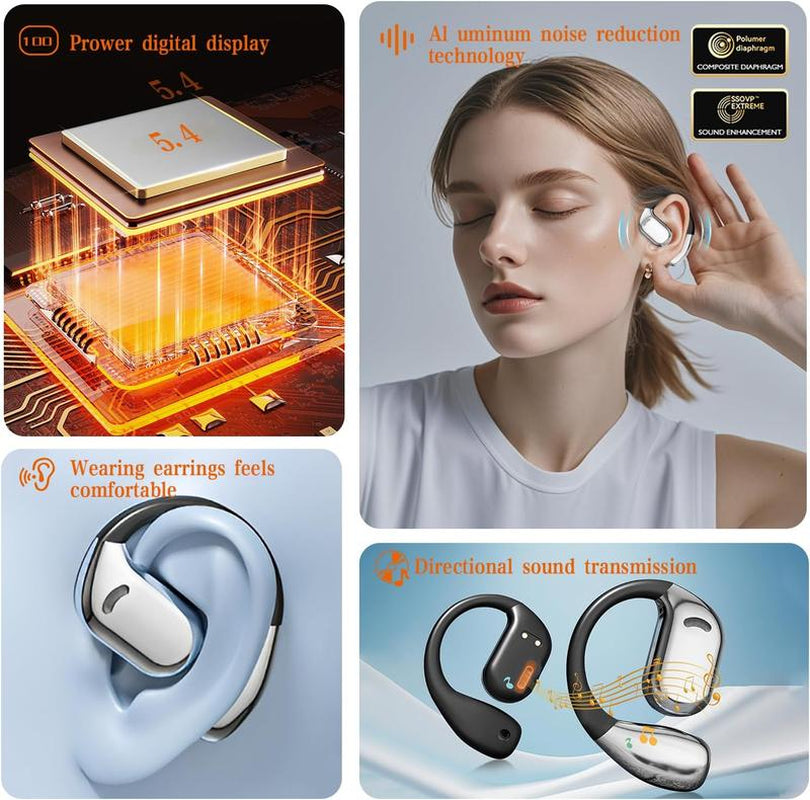 True Wireless Stereo Headset - Long-Lasting Battery Life for Mobile Phones, Open-Back Design, Touch Control, USB-C Charging, Ideal for Gaming & Calls, Wireless Headphones, Gaming Headphones, Sleek Headphone Design, Durable Headphones