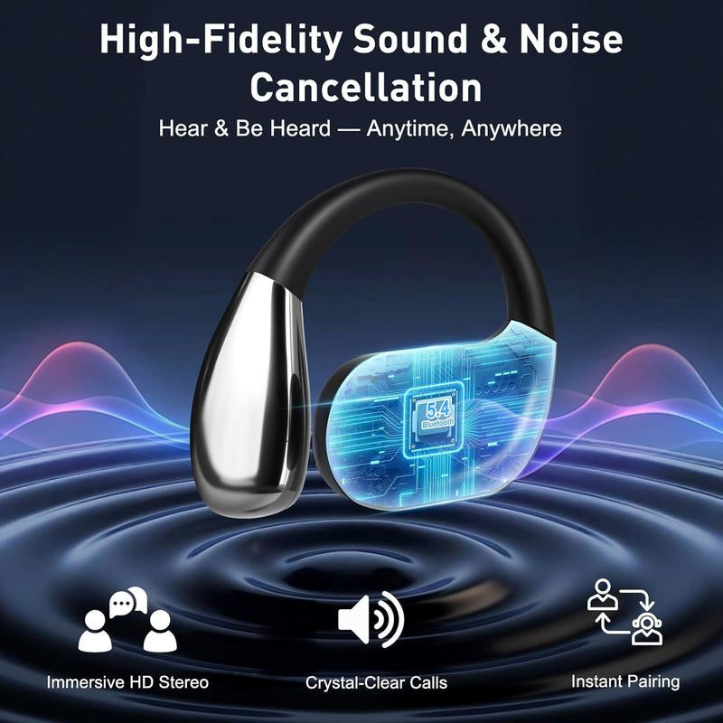 True Wireless Stereo Headset - Long-Lasting Battery Life for Mobile Phones, Open-Back Design, Touch Control, USB-C Charging, Ideal for Gaming & Calls, Wireless Headphones, Gaming Headphones, Sleek Headphone Design, Durable Headphones